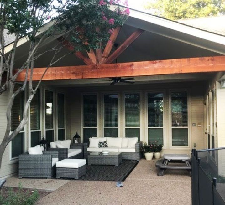 Finished covered patio outdoor living space